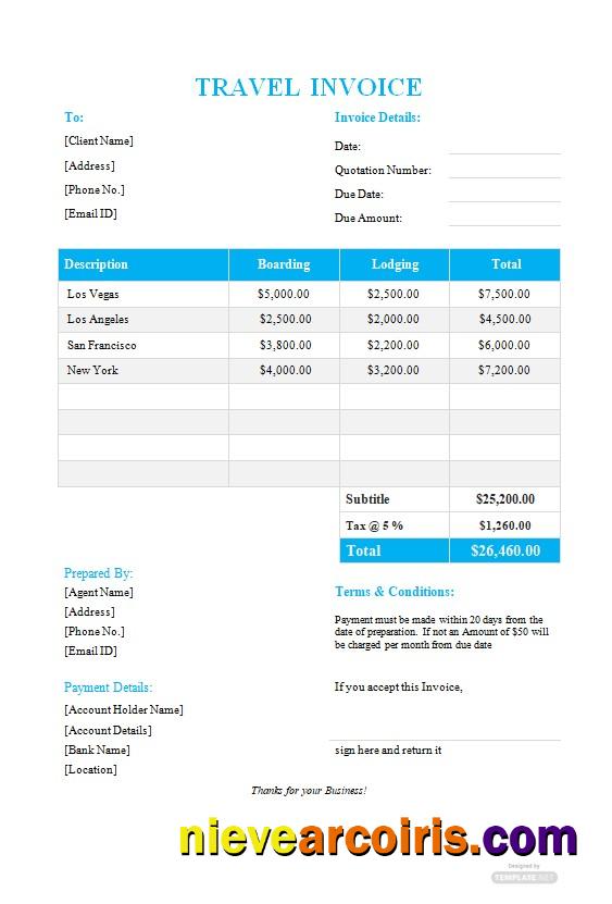 Free Travel Invoice Format